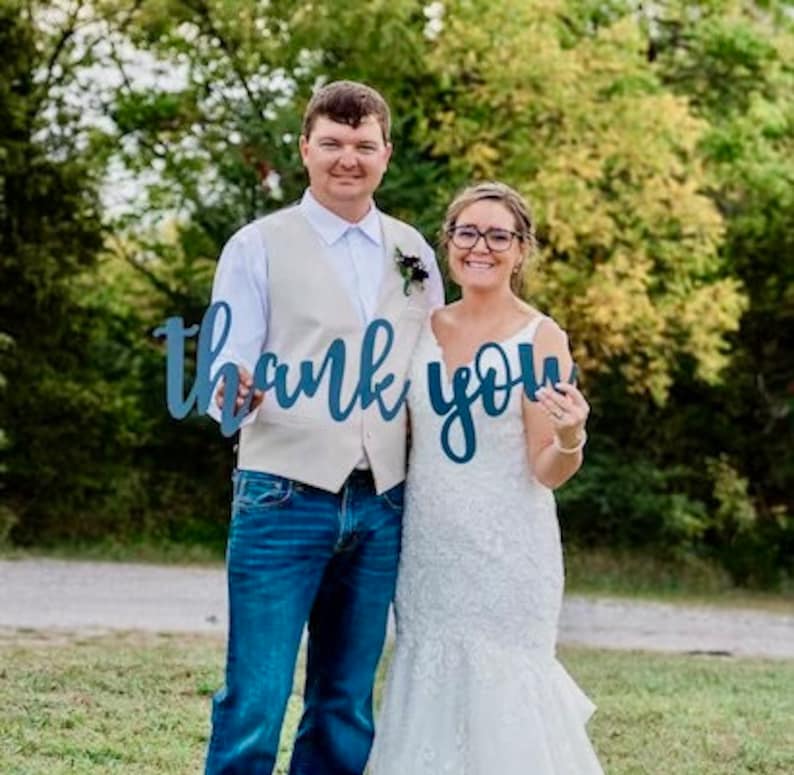 Thank You Sign, Wedding Thank You Sign, Thank You Sign Wedding Photo Props for DIY Thank You Cards, Bride & Groom Photography Decor image 3