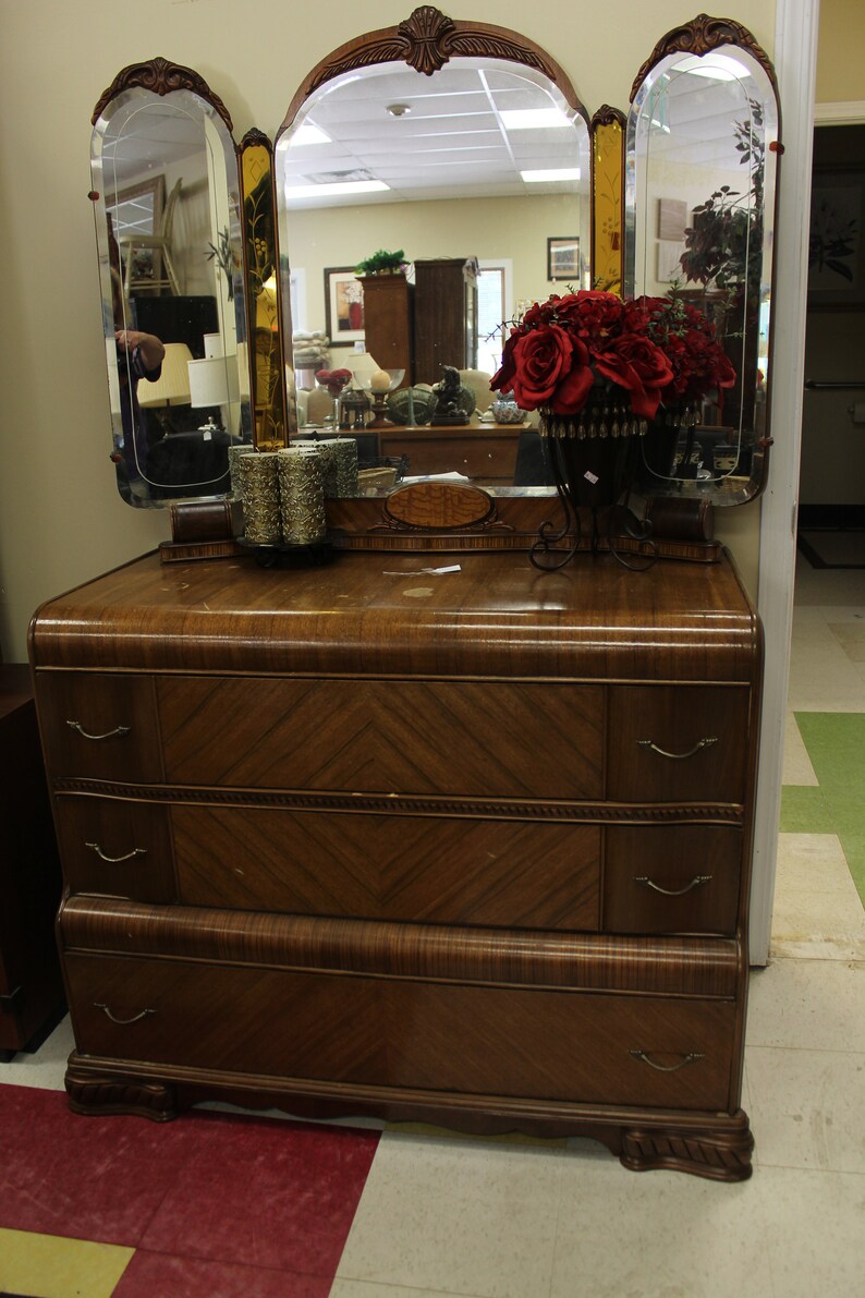 Stunning Waterfall Dresser W Mirror Etsy