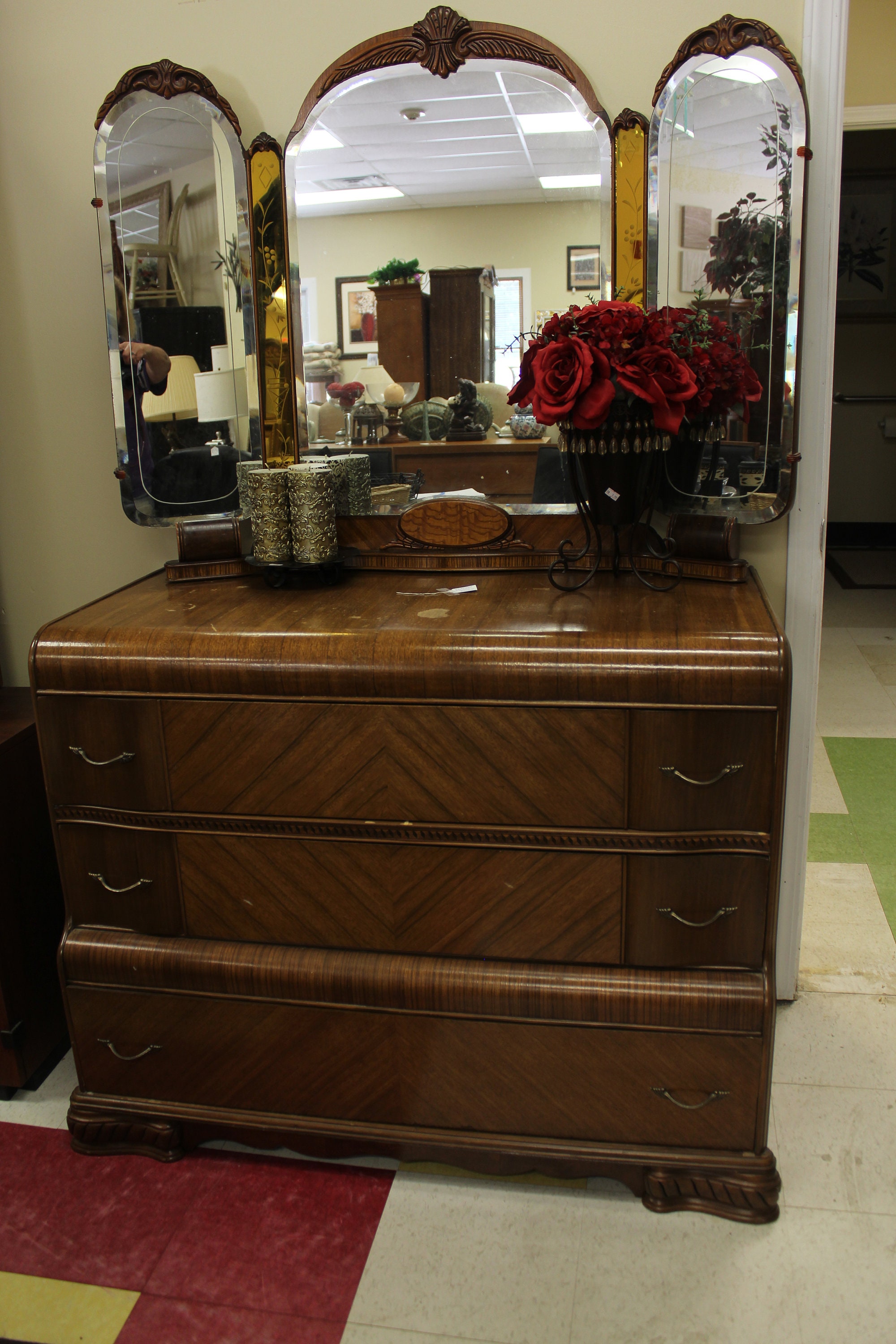 Stunning Waterfall Dresser W Mirror Etsy