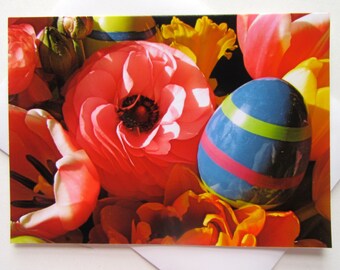 Easter Card - Floral Easter Card - Flowers & Egg Easter Card