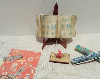 Dollhouse Miniature Origami Japanese Art, Paper folding set, 1:12 scale