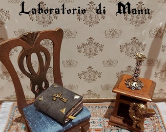 Religión para casas de muñecas, libro religioso en miniatura, Biblia antigua, escala 1:12