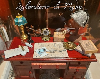 Dollhouse Miniature Sherlock Holmes Writing Desk, 1:12 scale