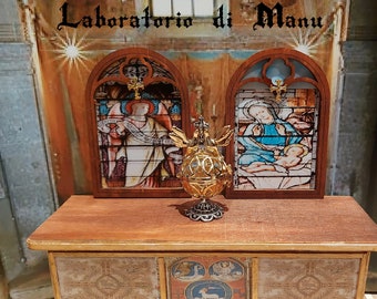 Dollhouse Miniature Altar Panel, Miniature Religious Decor, 1:12 Scale