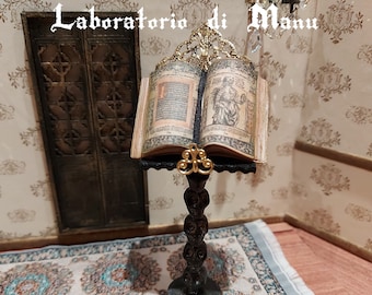 Dollhouse Gothic, Miniature Ancient Book with Lectern, 1:12 scale