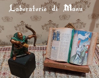 Dollhouse History, Miniature Archer Figure/Medieval Book, 1:12 scale