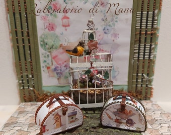 Dollhouse Garden, Miniature Hatbox/Fairy Garden, 1:12 scale