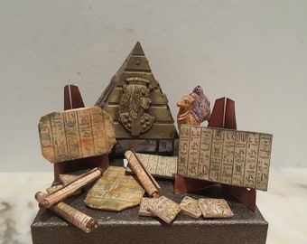 Dollhouse Egyptian Tablets Set, Miniature Hieroglyphs, 1:12 scale