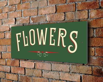 Vintage Flowers Sign: Florist Shop Decor, Weatherproof Outdoor Sign