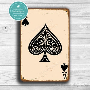 Ace Of Spades Sign, Vintage Style Wall Sign, Ace Of Spades Wall Art ...