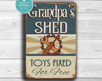 GRANDPAS SHED SIGN, Grandpas Shed Signs, Vintage style Grandpas Shed Sign, Grandpas Shed, Grandpa Gift, Gift for Grandpa, Toys fixed free