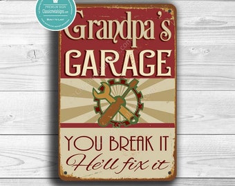 GRANDPAS GARAGE SIGN, Grandpas Garage Signs, Vintage style Grandpas Garage Sign, Grandpas Garage , Grandpa Gift, Gift for Grandpa, Grandpa