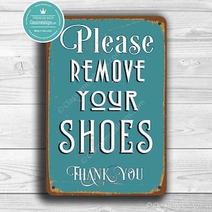 Vintage Remove Your Shoes Sign, Retro Porch Decor (Multiple Sizes)