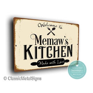 „Memaw’s Kitchen“-Schild, Vintage-Metallgeschenk für Oma und Hobbyköche