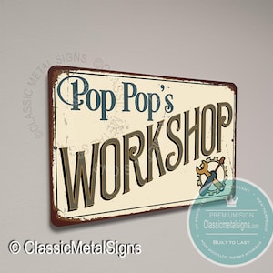 Pop Pop’s Workshop Sign, Garage Workshop Gift for Grandpa
