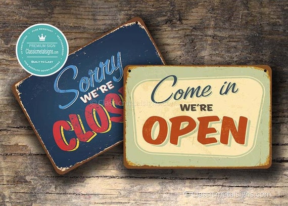 vintage open and closed signs