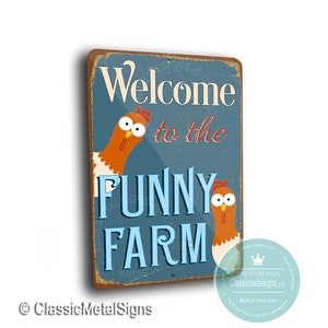Funny Farm Chicken Coop Sign: Rustic Aluminum Composite Outdoor Decor