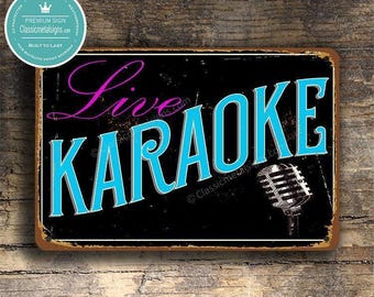 Vintage Style Live Karaoke Sign: Aluminum Composite Metal