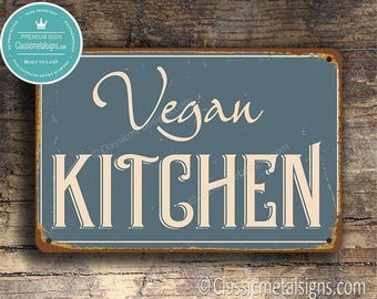 Vegan Kitchen Sign: Classic Style Decor for Plant Based Enthusiasts, Home Display