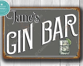 Customizable GIN BAR SIGN, Gin Sign, Vintage style Gin Bar Sign, Personalized Gin Bar Sign, Home Bar Decor, Home Wet Bar Decor, Gin decor