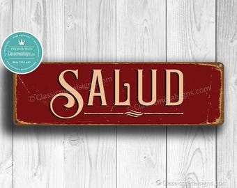 Vintage Style 'Salud' Sign: Spanish Cheers Decor
