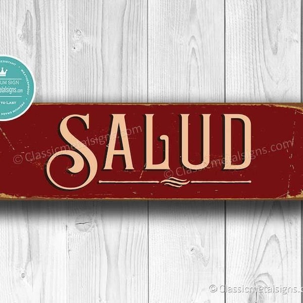 Vintage Style 'Salud' Sign: Spanish Cheers Decor