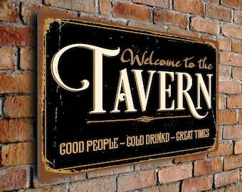 Rustic Tavern Sign, Vintage Pub Decor (Custom Sizes Available)