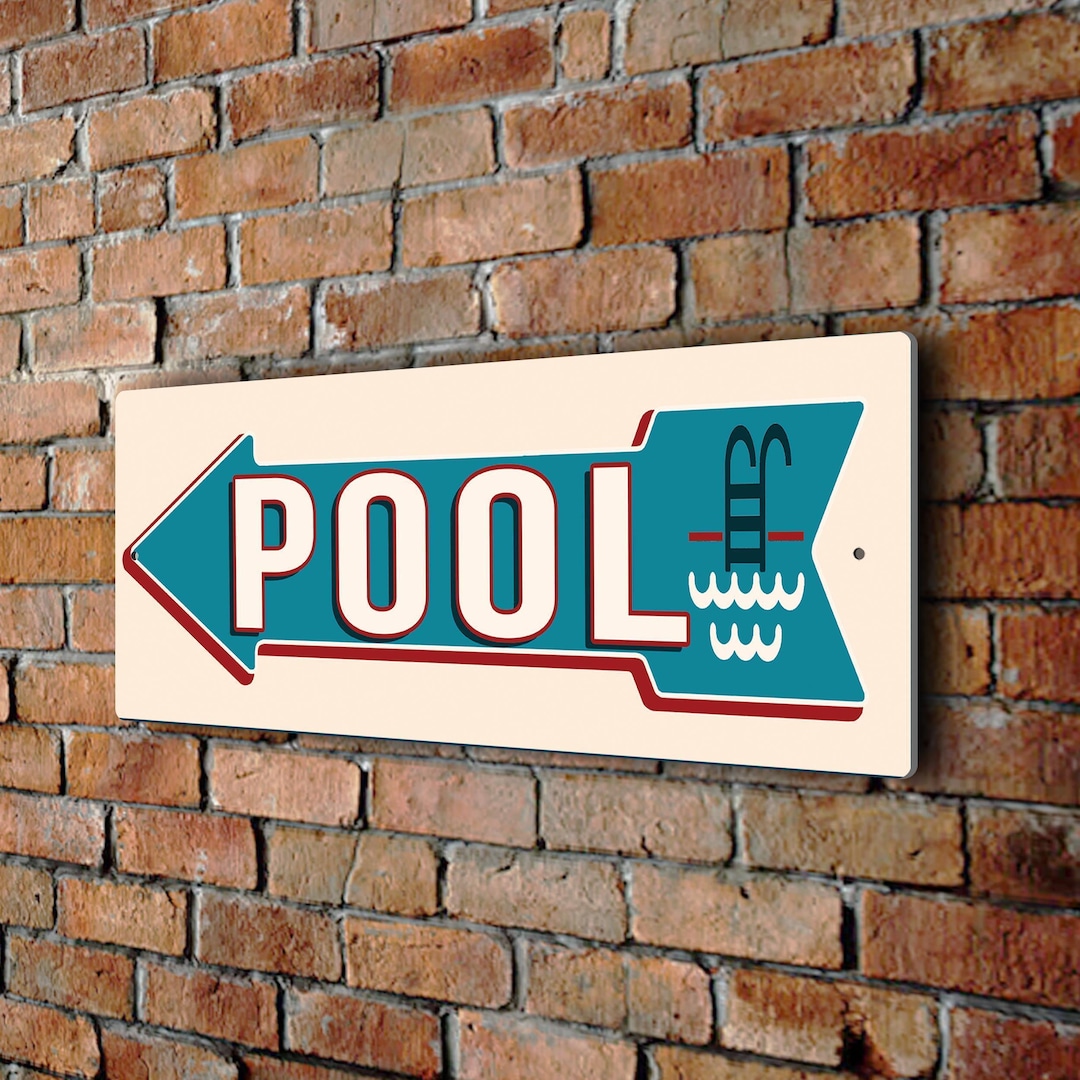 Classic Pool Directional Arrow Sign: for Outdoor Spaces, Vintage Style ...