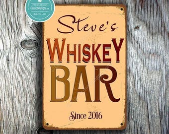 Whiskey-Bar-Schild, Vintage-Stil, individueller Text (verschiedene Größen)