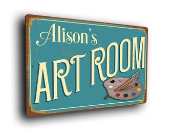 Personalized Art Room Sign - Vintage Rustic Metal Decor