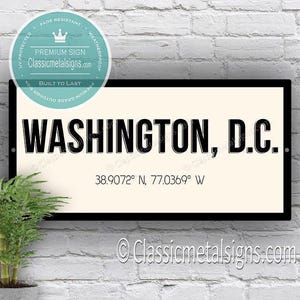 Washington DC Coordinates Sign - Sleek Modern Wall Decor