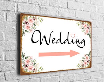 Wedding Directional Sign: Rustic Vintage Style - Custom Text Option
