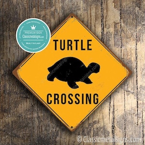 Turtle Crossing Sign: Rustic Aluminum Composite Turtle Decor