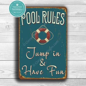 Rustic Pool Rules Sign - Vintage Look for Indoor or Outdoor