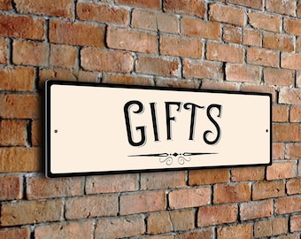 Retro Gifts Sign, Vintage Style Wall Plaque (Indoor/Outdoor)