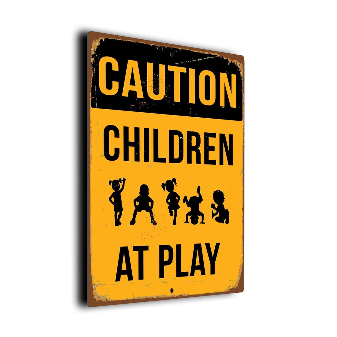【ヴィンテージ看板】CAUTION CHILDREN PLAYING 標識 Kids Safety Sign, Vintage Style Caution (indoor Outdoor, Multiple