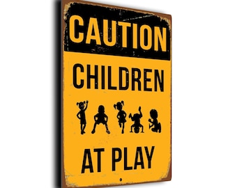 Kids Safety Sign, Vintage Style Caution (indoor Outdoor, Multiple