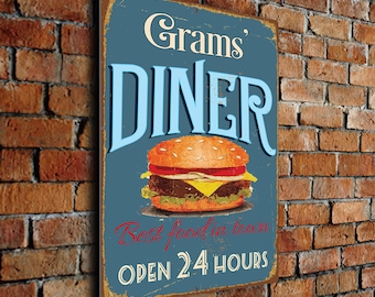 Grams' Diner Sign: Vintage Kitchen Wall Decor (9x6 to 16x12 inch)