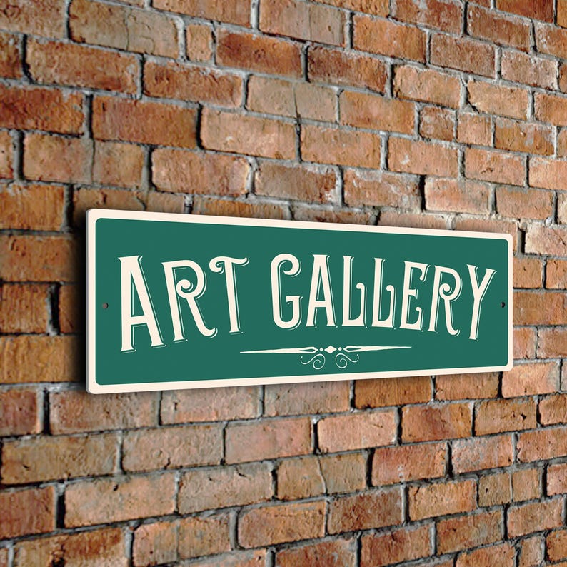 Vintage Style Art Gallery Sign: Durable Weatherproof Design Green