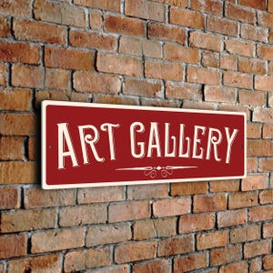 Vintage Style Art Gallery Sign: Durable Weatherproof Design Red