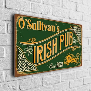 Personalized Irish Pub Sign: Vintage Style Aluminum Composite Bar Decor