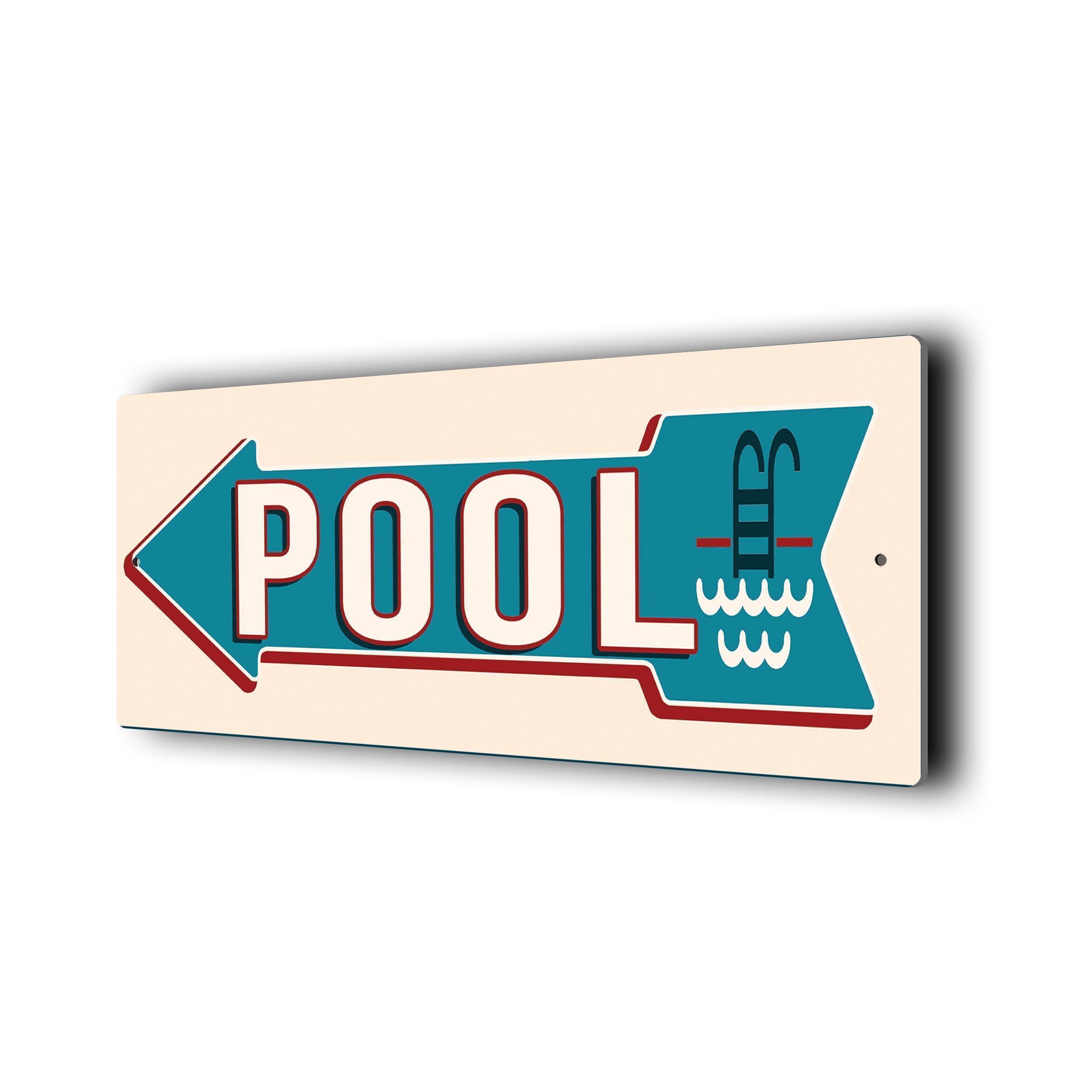 Classic Pool Directional Arrow Sign: for Outdoor Spaces, Vintage Style ...