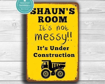 Personalized Boys Room Sign: Yellow Under Construction Decor