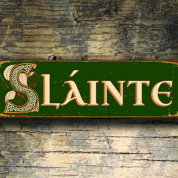 Signo de Slainte, Slainte, Aclamaciones irlandesas, Signos irlandeses celtas, Irlandés, Regalos irlandeses, Signos de Slainte, Signo de barra de Slainte, Signo irlandés de Slainte, Slainte