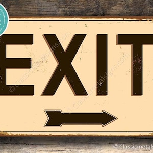 EXIT SIGN, Exit Signs, Vintage style Exit Sign, Custom Signs, Exit Sign with custom direction arrow, EXIT Door Signs, Exit