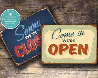 Vintage Open Closed Sign: Double-Sided Retro Shop Door Display
