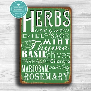 KITCHEN SIGN, Vintage style Metal Kitchen Sign, Kitchen Herbs Sign, Kitchen Herbs wall hanging, Kitchen Decor, Kitchen Wall Decor, Signs