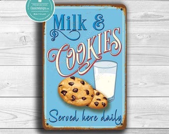 Milk and Cookies Sign: Vintage Style Kitchen Decor