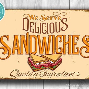 SANDWICHES RESTAURANT SIGN, Restaurant Sign, Cafe Sign, Vintage style Restaurant Sign, Sandwiches Wall Sign, Diner Sign, Restaurant Decor image 1