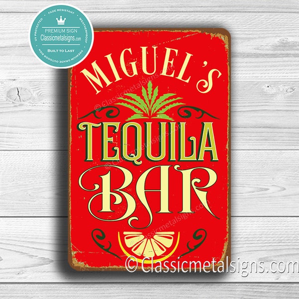 PERSONALIZED TEQUILA BAR Sign, Customizable Tequila Bar Signs, Vintage Tequila Bar, Gift for Tequila Lovers, Tequila Decor, Tequila Bar Sign